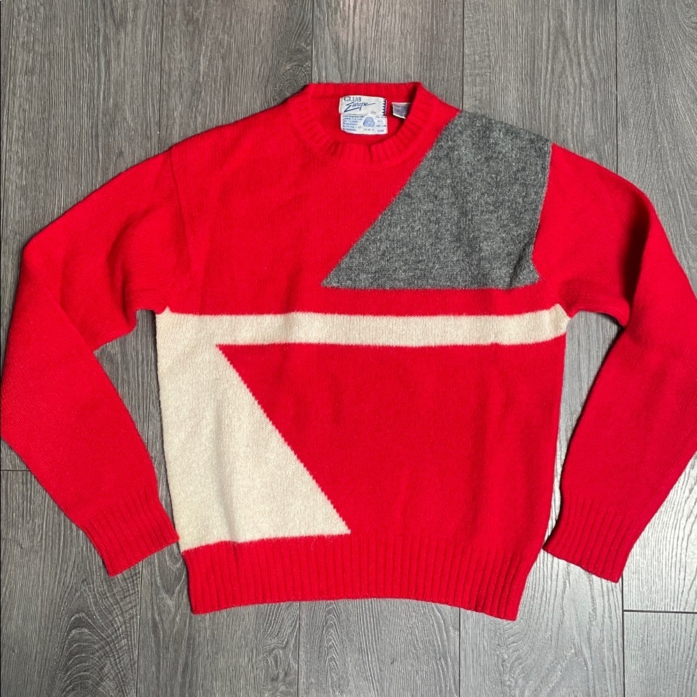 Vintage Club Europe Red Wool unisex Sweater Pullover, Size M